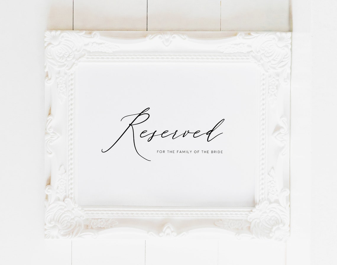 Printable Reserved Seating Sign Template Wedding Ceremony | Etsy