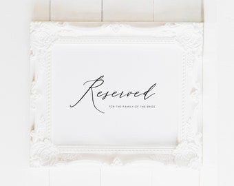 Printable Reserved Seating Sign Template | Wedding Ceremony Reserved Seating Sign | Reserved Chair Sign | Reserved Wedding Seating | AB05