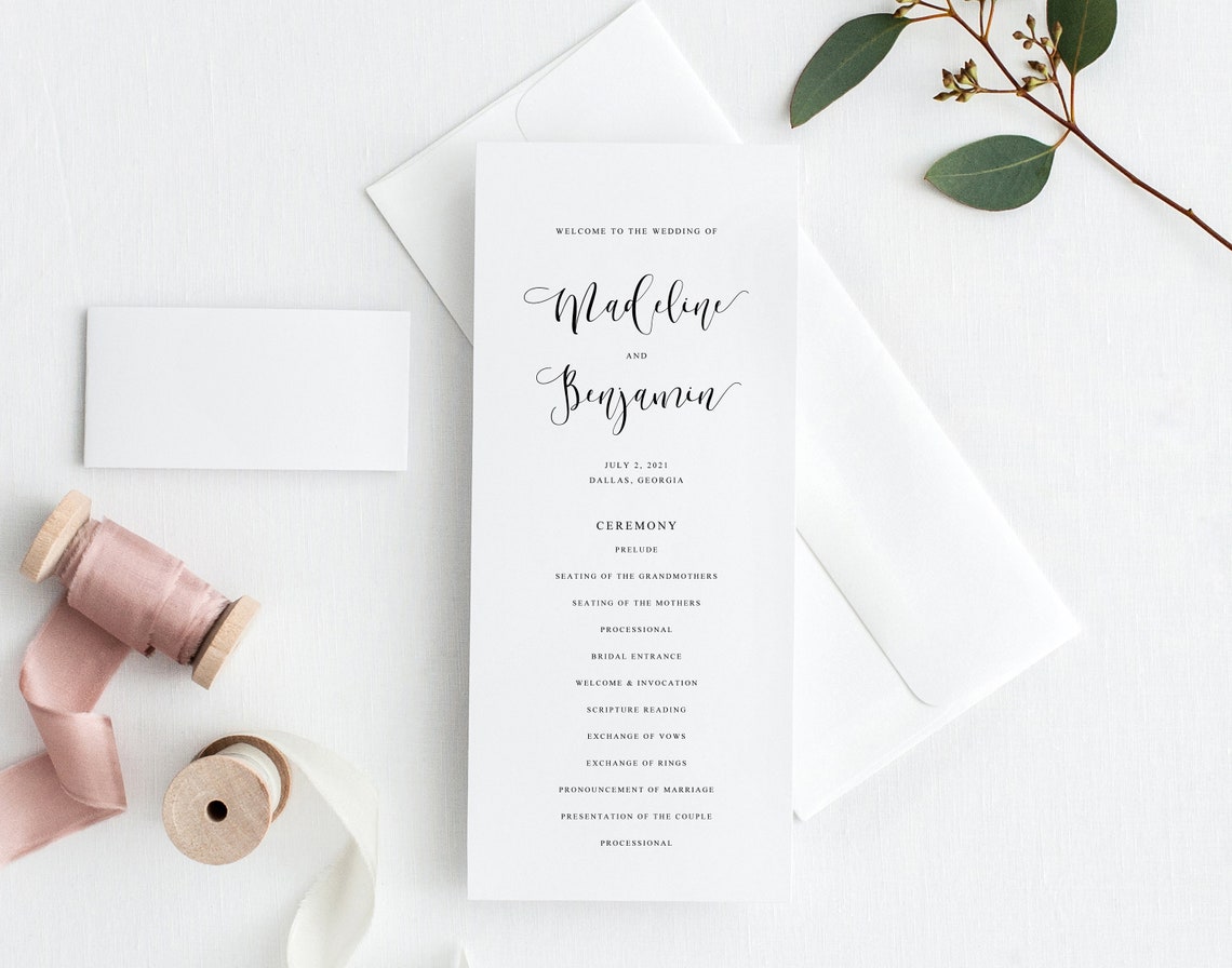 Printable Wedding Program Template Printable Wedding - Etsy