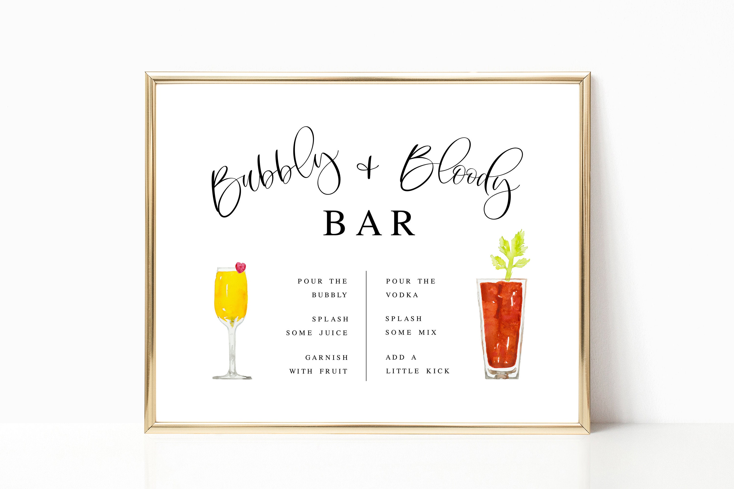 Bloody Mary and Bubbly Bar Sign Template Bloody Mary and - Etsy