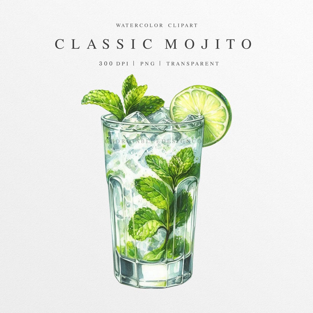 Line Drawing Raspberry Mojito Mojito Clipart, Mojito PNG, Wedding Signature Drink Illustration ...
