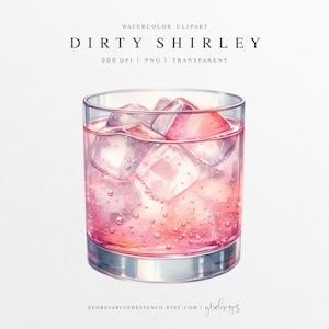 Dirty Shirley Clipart PNG, Illustrazione di drink con firma per matrimonio, Grafica digitale, Segno del menu del bar, Cocktail alla vodka con acquerello, Bevanda alla ciliegia