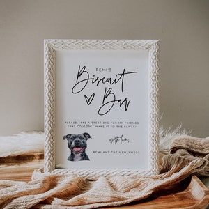Cartello del bar dei biscotti, modello di cartello per bomboniere con dolcetti per cani, cartello per matrimonio con biscotti per cani stampabile, etichetta per bomboniere con dolcetti per cani, minimalista modificabile, FS24