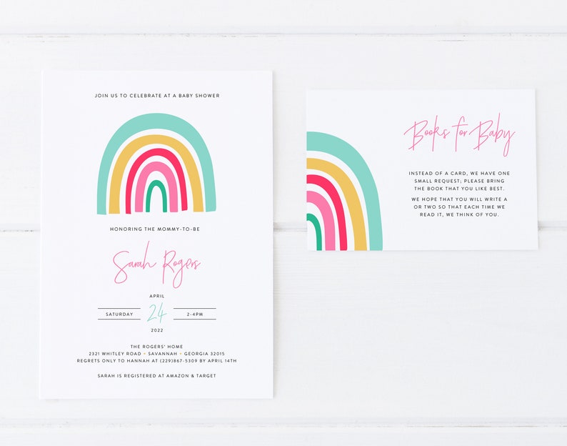 Editable Rainbow Baby Shower Invitation Template Printable - Etsy