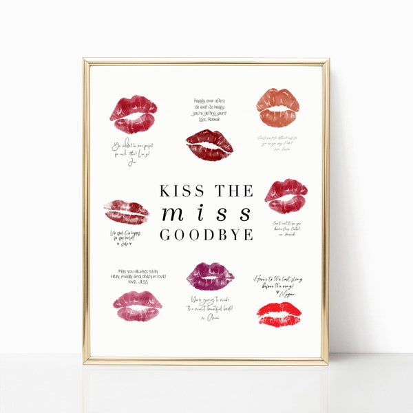Kiss the Miss Goodbye Template | Printable Kiss the Miss Goodbye Sign | Bachelorette Party Sign | Modern Bachelorette Party Sign | Minimal