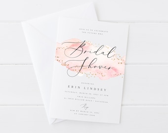 Bridal Shower Invitation Template | Printable Bridal Shower Invitations | Bridal Shower Invites | Blush and Gold Bridal Shower | AC19B