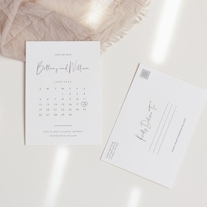 Save the Date Postkarte Vorlage | Druckbare Save the Date Kalender Postkarte | Moderne minimalistische Save the Date Postkarten Vorlage | ST19