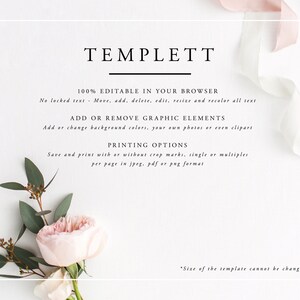 Printable Wedding Invitations Wedding Invites Calligraphy Wedding Invitations Wedding Invitation Template Templett Wedding BG18 image 6