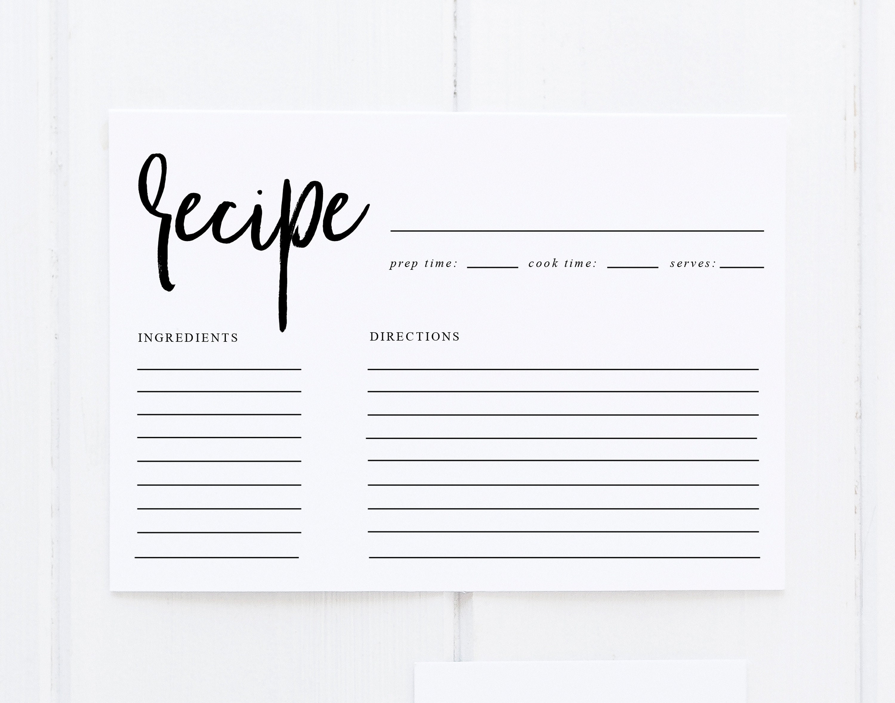 Personalized Black and White Recipe Cards / 50 Pack of Double Sided Recipe  Cards / 6 x 4 Custom Modern Farmhouse Recipe Cards