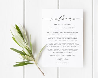 Printable Wedding Welcome Letter | Wedding Welcome Bag Letter | Welcome Bag Letter Template | Hotel Welcome Card | Welcome Bag Letter | ML06