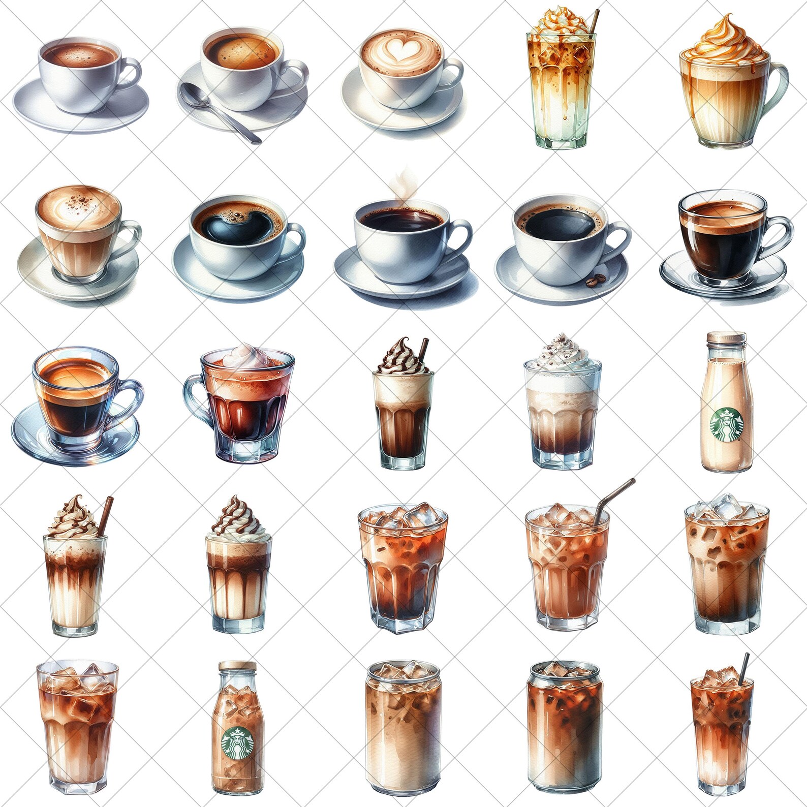 Coffee Clipart Set, Watercolor Coffee Illustrations, Coffee Time ...