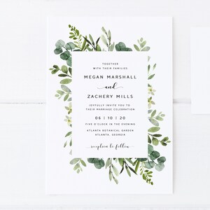 Printable Wedding Invitations | Weddings Invitations | Wedding Invitation Template | Wedding Invites | Greenery | Calligraphy | Simple| GM19