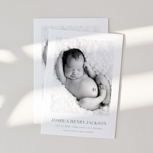 Modèle de faire-part de naissance, carte de faire-part de naissance photo imprimable, modèle Photo minimaliste, moderne, nouveau-né, carte photo nouveau bébé, BA15
