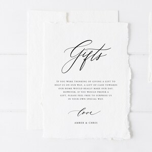 Bruiloft wens goed kaartsjabloon | Moderne bruiloft wensen goed kaarten | Bruiloft invoegbijsluitkaart | Moderne cadeauverzoekenkaart | AB05