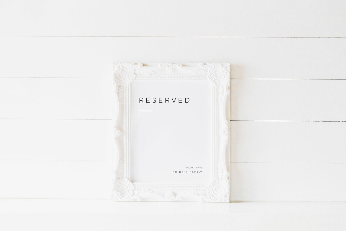 Printable Reserved Seating Sign Template Wedding Ceremony - Etsy