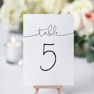 Wedding Table Numbers | Printable Table Numbers | Table Number Template | Templett Table Numbers | Modern Calligraphy Table Numbers | BW19