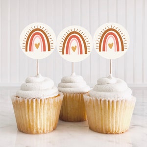 Printable Rainbow Cupcake Toppers | Rainbow Cupcake Topper Template ...