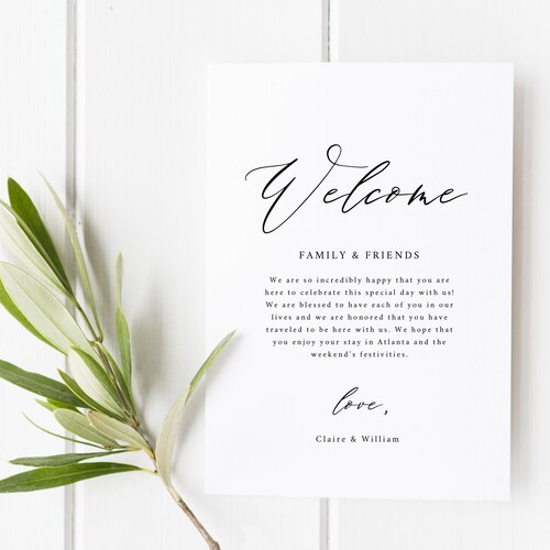 Printable Wedding Welcome Letter | Wedding Welcome Bag Letter | Welcome Bag Letter Template | Hotel Welcome Card | Welcome Bag Letter | AB05