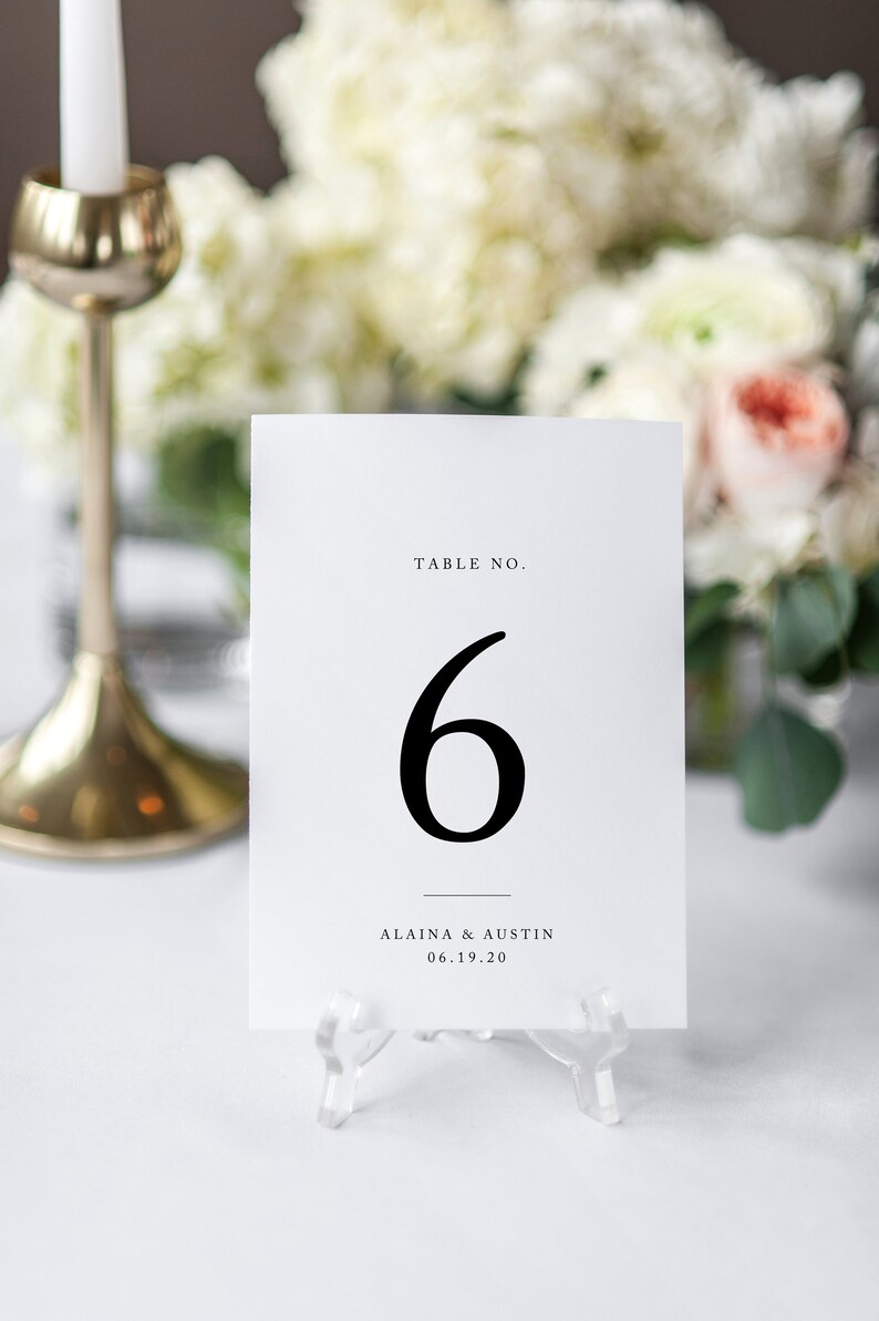 Printable Table Numbers | Table Number Template | Wedding Table Numbers ...