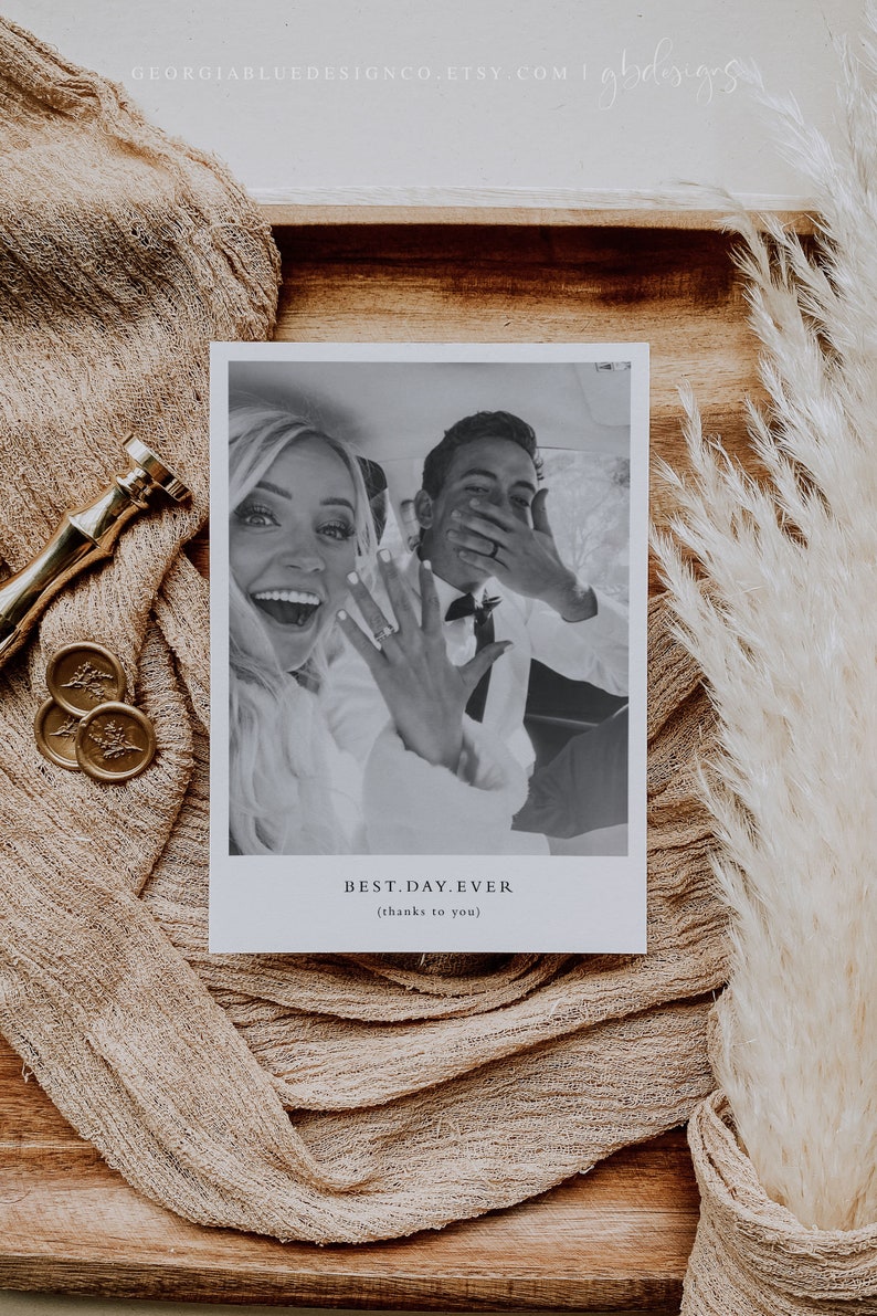 Wedding Photo Thank You Cards, Wedding Thank You Card Template, Wedding Thank You Cards with Photo, Minimalist Thank You Cards Wedding image 4