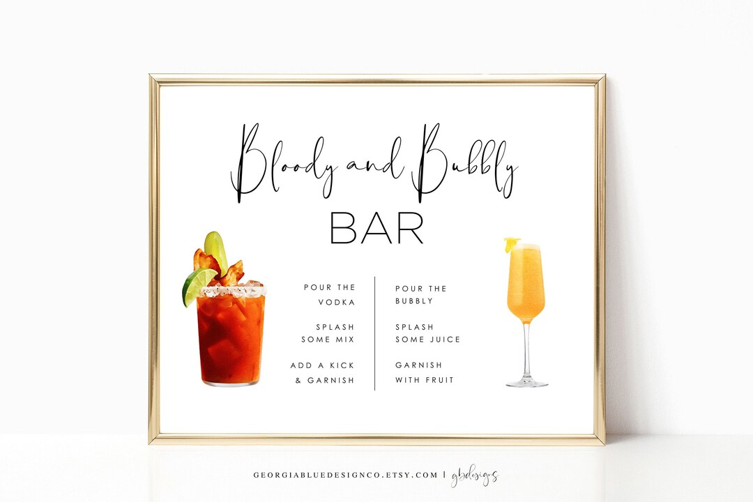 Bloody Mary and Bubbly Bar Sign Template Bloody Mary and Mimosa Bar ...