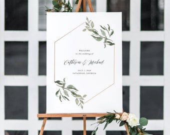 Printable Wedding Welcome Sign | Wedding Welcome Sign Template | Greenery Welcome Sign | Large Wedding Welcome Sign | Ceremony | FS18