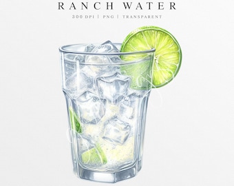 Agua Ranchera Clipart PNG: Cóctel de tequila en acuarela (Gráfico digital)