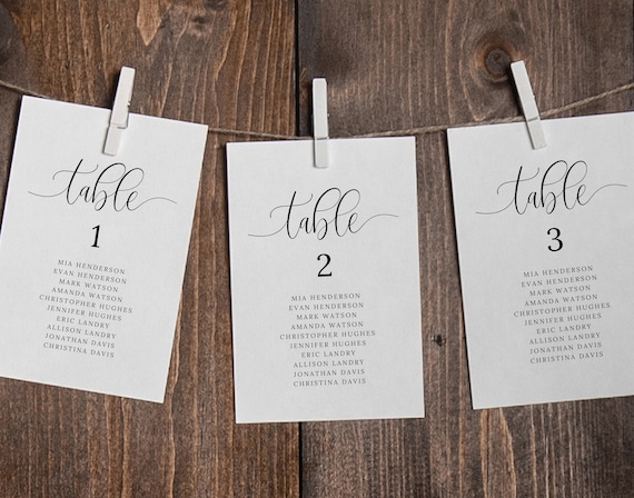 Printable Seating Chart Cards