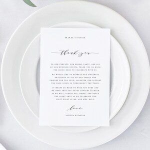Plantilla de nota de agradecimiento de boda / Carta de agradecimiento / Plantilla de tarjeta de agradecimiento / Menú editable Tarjeta de agradecimiento de servilleta / Minimalista / ML06