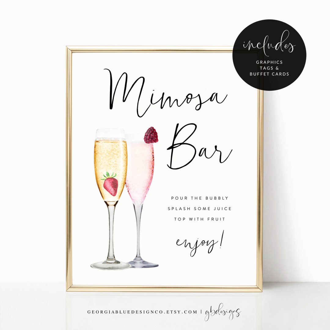 Printable Mimosa Bar Sign | Editable Mimosa Bar Sign Template | Bridal Shower Mimosa Bar Sign ...
