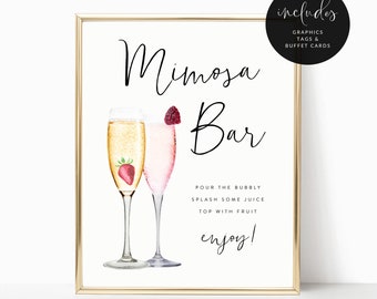 Printable Mimosa Bar Sign | Editable Mimosa Bar Sign Template | Bridal Shower Mimosa Bar Sign | Templett | Instant Download | Modern | FL11