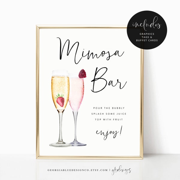 Printable Mimosa Bar Sign | Editable Mimosa Bar Sign Template | Bridal Shower Mimosa Bar Sign | Templett | Instant Download | Modern | FL11