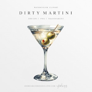 Clipart aquarelle martini, illustration de boisson martini, cocktail aquarelle personnalisé png, clipart boisson signature, boisson de mariage, vodka gin