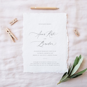 Printable Wedding Announcement Templett | Editable Wedding Announcement Card | Minimalist Wedding Announcement | Modern Calligraphy | AB05