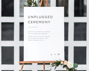 Printable Unplugged Cermony Sign | Unplugged Wedding Ceremony Sign | Editable Unplugged Ceremony Sign | Minimalist Ceremony Sign | ML19