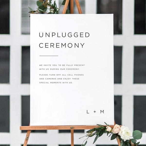Printable Unplugged Cermony Sign | Unplugged Wedding Ceremony Sign | Editable Unplugged Ceremony Sign | Minimalist Ceremony Sign | ML19