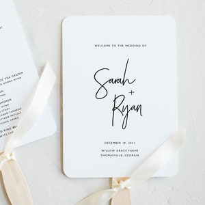 Modèle de programme de fan de mariage | Programme de mariage imprimable | Programme de fan de mariage imprimable | Modèle de fan de programme de mariage simple | CS12