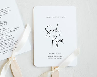 Wedding Fan Program Template | Printable Wedding Program | Printable Wedding Fan Program | Simple Wedding Program Fan Template | CS12