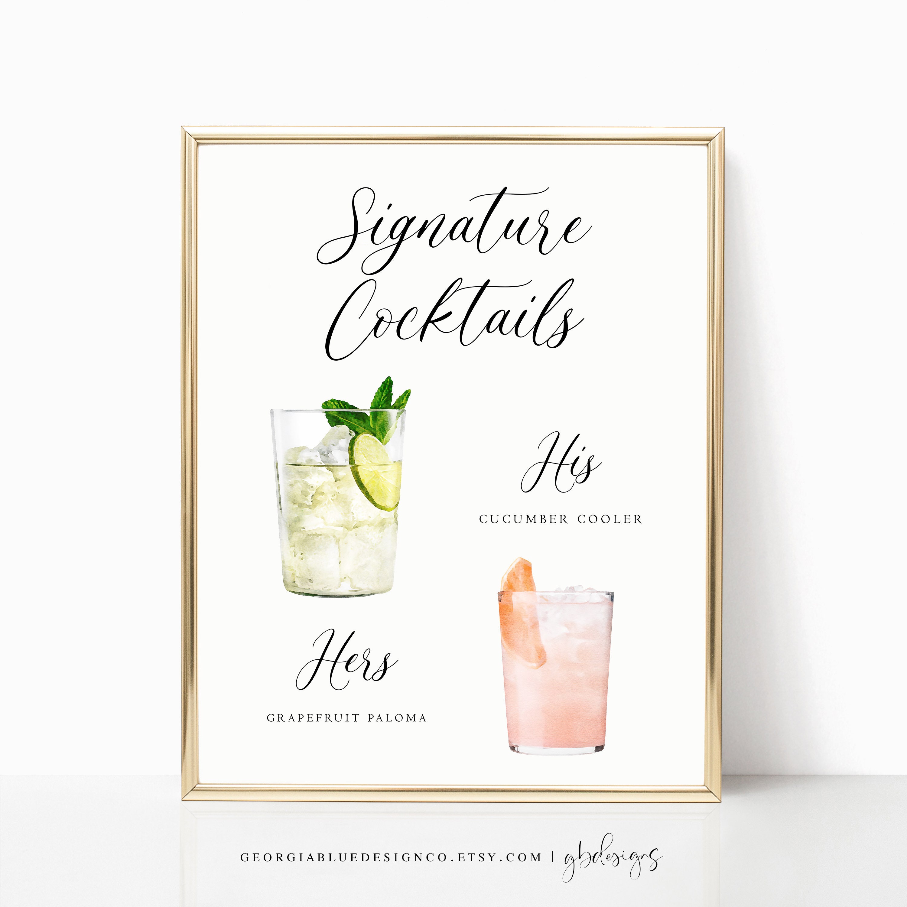 Printable Signature Cocktails Sign | Editable Signature Cocktails ...