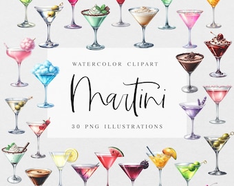 Martini Watercolor Clipart, Cocktail Clipart Illustrations, Watercolor Drink Martini Clipart, Signature Drink Wedding Espresso Martini Png