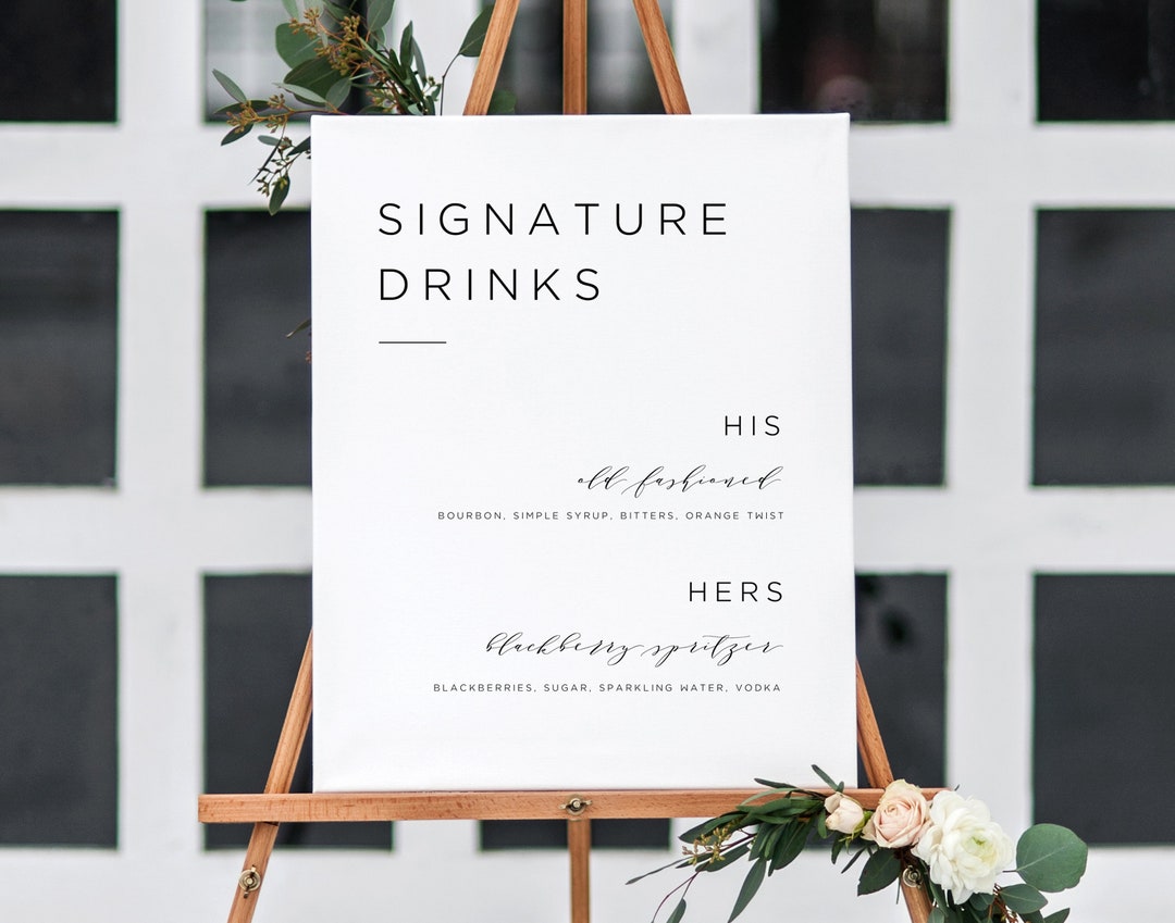 Printable Open Bar Menu | Bar Menu Template | Open Bar Sign | Wedding ...