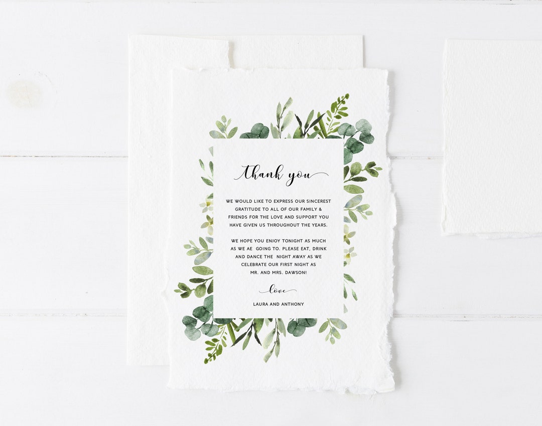 Wedding Thank You Note Template Thank You Letter Thank You Etsy