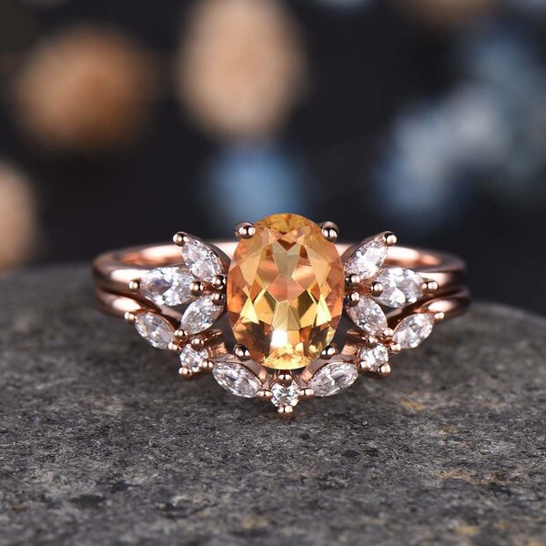 Citrine Wedding Ring Etsy