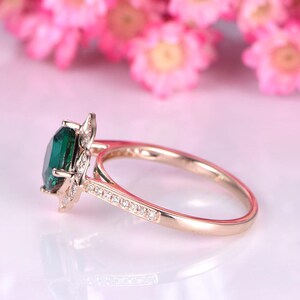 Emerald Engagement Ring 7mm Cushion Cut Lab Created Emerald - Etsy