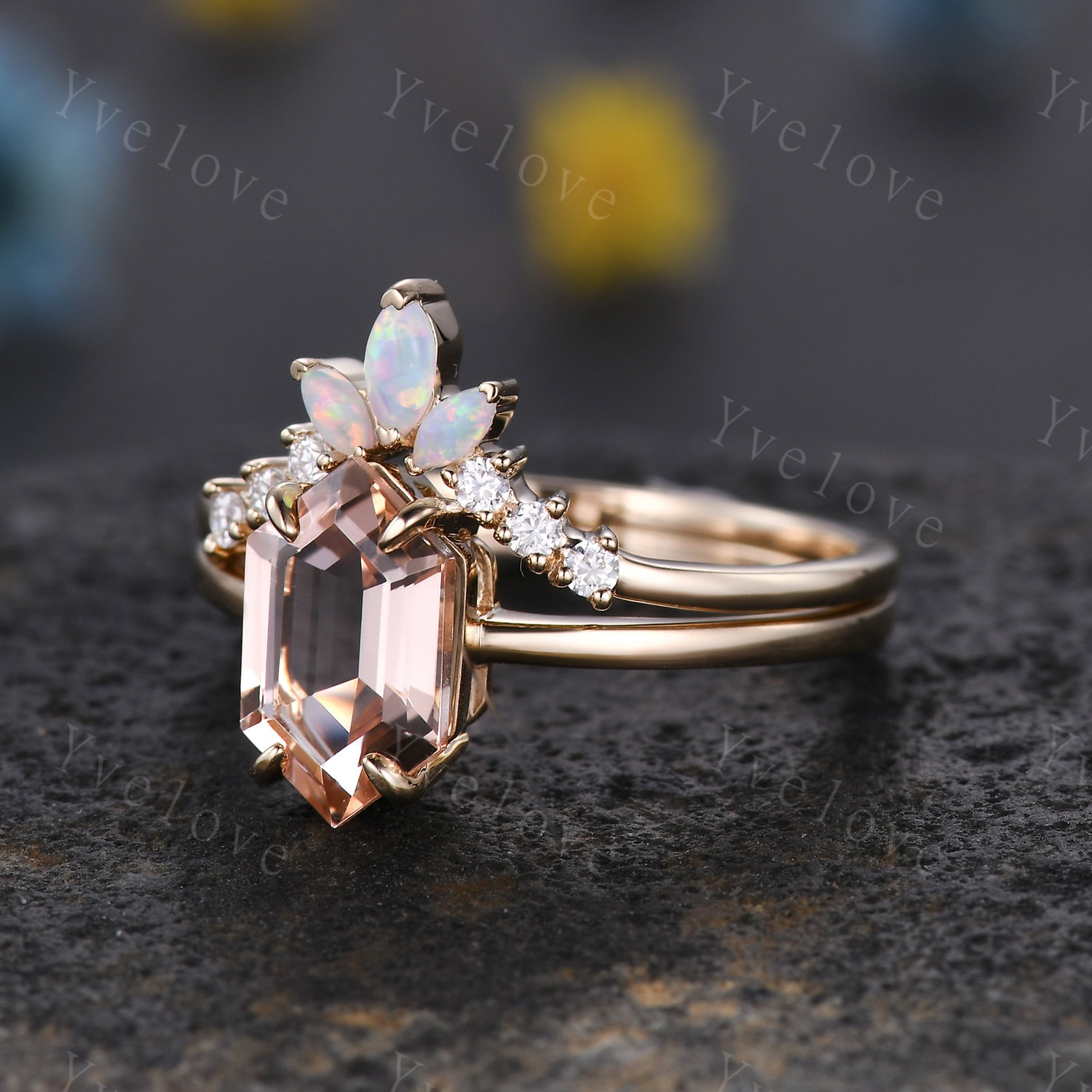 Hexagon sale morganite ring