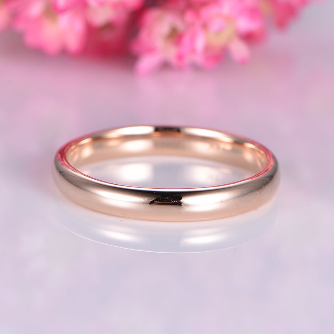 Solid 14k Yellow Gold Wedding Band Plain Gold Ring 3mm Width