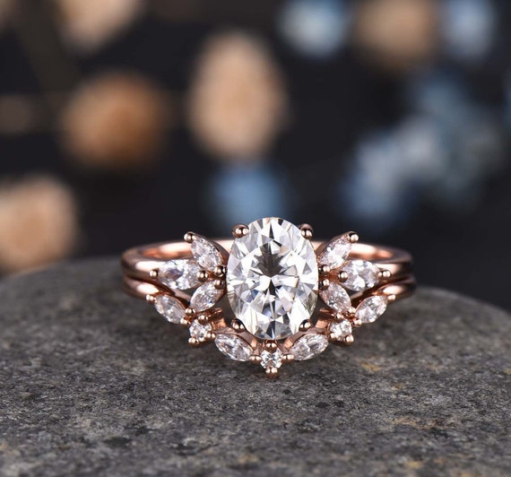 Etsy moissanite wedding set deals
