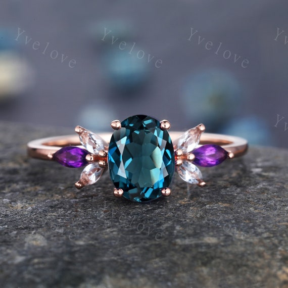 14K Yellow Gold Opal & Natural London Blue Topaz Stackable Ring 14K Yellow Gold Opal & Natural London Blue Topaz Stackable Ring
