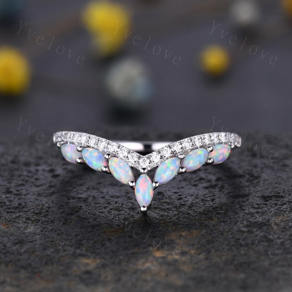 Buy Opal Ring, Opal Band Ring, 14K Gold Opal Ring, Silver Opal Ring, Tiny Opal  Ring, Bridesmaid Gift, October Birthstone Ring. Online in India - Etsy