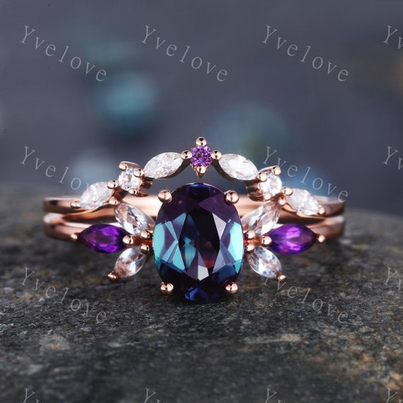 Custom Alexandrite and Emerald Dyad Ring - Bario Neal